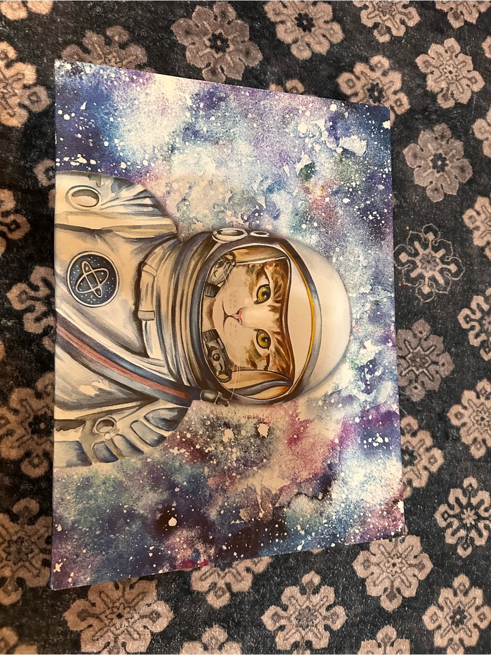 Astronaut Cat Wall Art Print - Multicolor Space Illustration 
$15 for both
